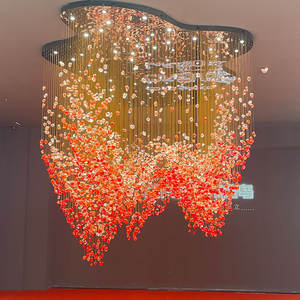 Lujo diseño moderno cristal rojo verde piedra colgante luz <span class=keywords><strong>Murano</strong></span> piedra candelabro Hotel café techo grande Bar habitación - Product Image 2