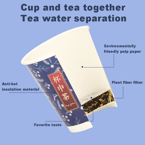 Taza de té <span class=keywords><strong>Hideen</strong></span> con sabor a hierbas OEM, fibra vegetal, taza de té desechable portátil biodegradable - Product Image 3