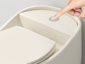Toilette monobloc en céramique de style moderne crème, forme œuf, double chasse d'eau, siphon en S, <span class=keywords><strong>pour</strong></span> petite salle de bain domestique - Product Image 5