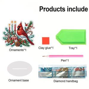 Navidad Cardenal vacaciones decoración diamante pintura Mesa ornamento forma especial acrílico Navidad diamante pintura escritorio ornamento - Product Image 6