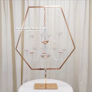 ZT210602-3 Wedding candle holder centerpiece table decor chandeliers with support crystal gold candelabra