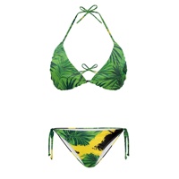 Jamaicaanse dames bikini sets halter driehoekige top push-up rugloze lage taille badpak Jamaica vlag designs tweedelige badkleding
