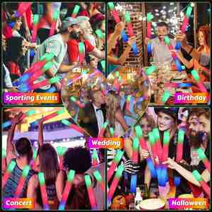 2025 Custom Logo 16/18 Inch Multi Color Changing Foam <b>LED</b> <b>Light</b> up Glow <b>Stick</b> Disposable Eco-friendly Adult Party Use - Product Image 3