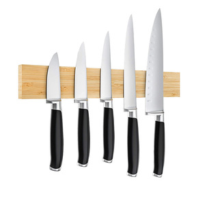 Bamboo Magnetic Knife Bar Wall Mounted Knife Holder Wooden Knife Rack Block Strip Kitchen Storage Organizer 16 Inch