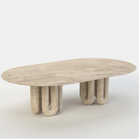 Ensemble de tables à manger Kumusi en travertin beige, forme de tuyau, design moderne