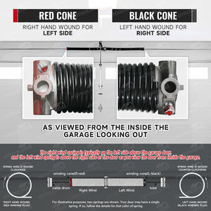 0.225X2"X33"-R High Precision Right Hand Wind Garage Door Torsion <b>Spring</b> (Red Cone) with Non-Slip Winding Bars & Gloves - Product Image 2
