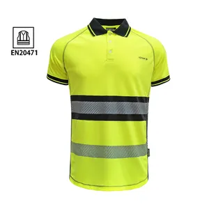 Hi Vis Safety High Visibility Workwear Reflect Work Polo Shirt With Reflect Tape