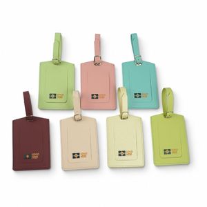 Étiquette de bagage en cuir PU avec logo personnalisé, étiquette de nom pour bagages de voyage, cadeau promotionnel d'entreprise, fabricant OEM, couleur bordeaux - Product Image 5