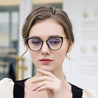 MS WR87019 Gafas de Metal para Mujer con Diseño Versátil de Ojo de Gato, Montura Óptica Anti-Luz Azul con Logotipo Personalizado