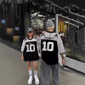 Europese Amerikaanse stijl Hip Hop Jersey Polyester Digitaal bedrukt T-shirt met korte mouwen Mesh Sneldrogend Sportkleding High-street - Product Image 3