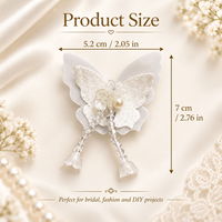Applique papillon 3D perlée, patch en organza fait main avec cristaux et pompons pour accessoires capillaires, chapeaux, chaussures, mariages et décorations DIY
