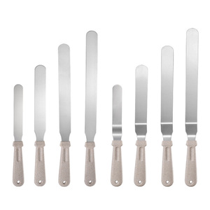 Spatule en acier inoxydable avec manche en paille de blé, couteau à fromage et beurre, outil à gâteau, 5 couleurs, écologique, compatible lave-vaisselle, pour pâtisserie - Product Image 3