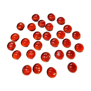 High Quality 17*19mm Red Luster Fire Glass Beads Round And Flat Colorful Glass Pebble