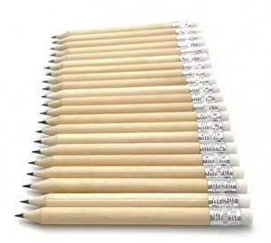 Crayon en bois court HB de 10 cm avec gomme, logo personnalisé, pour étudiants, crayons standard pour étudiants - Product Image 1