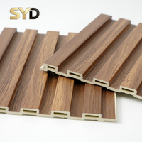 Panel Dinding WPC 150*9mm Motif Geometris Modern Serat Kayu Tahan Air Tahan Api Untuk Rumah Tangga & Komersial Dekorasi Interior Dinding