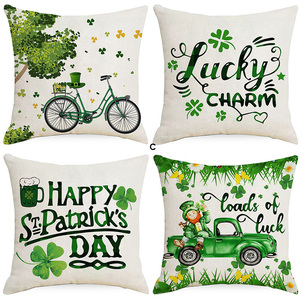 <span class=keywords><strong>St</strong></span> Patricks jour jeter oreiller dessin animé impression maison vacances décor trèfle trèfle porte-bonheur chapeau housse de coussin - Product Image 1