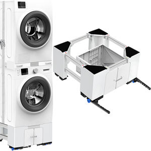 Base Robusta Blanca con Ruedas para Lavadora, Soporte para Secadora, Pedestal con Cajón Extraíble, Almohadillas Antideslizantes, Soportes de Almacenamiento, Estantes - Product Image 1