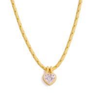 Collier en acier inoxydable plaqué or 18 carats avec corde tressée colorée, pendentif géométrique en zircon, vente en gros