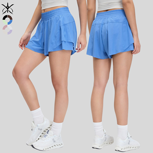 Shorts de sport taille haute pour femmes, coupe ample, grande taille, séchage rapide, avec doublure intégrée pour plus de modestie, légers et respirants, pour la course à pied - Product Image 2