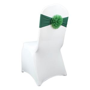 Sage Green Organza Chair Sashes Flower Shaped Spandex Chair <b>Bow</b> for Wedding Banquet - Product Image 1