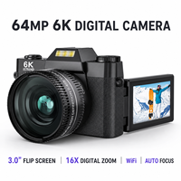64MP 6K CMOS Sensörlü Dijital Kamera 3.0 inç Döner Ekran 16X Zoom WiFi AF Lityum Pil Selfie Vlog Kamerası Retro Tasarım Video TF Kart