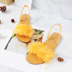 2025 verano nueva tendencia de moda pluma Real y fábrica al por mayor Sandalias planas para mujeres - Product Image 5