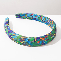 Nouveau serre-tête de style bohème, coloré, effet peinture à l'huile, large, en éponge nouée, à effet dégradé, accessoire capillaire simple