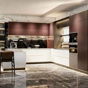 Gabinetes de Cocina Modulares Modernos de Lujo 2025, Isla con Almacenamiento Inteligente, Acabado de Laca de Alto Brillo, Opciones de Mármol/Laminado, para Villa - Product Image 3