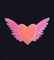 Ailes de paillettes de haute qualité en gros Patch vêtements patchs Patch personnalisé ailes de fer ailes de coeur rouge Applique accepter la conception personnalisée