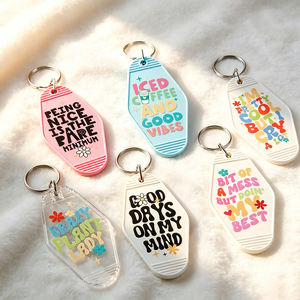 Retro Motel Style Acrylic Keychain Positive Slogan Hotel <b>Key</b> Tag Inspirational Text Bag Pendant <b>Key</b> Ring Accessories Wholesale - Product Image 6
