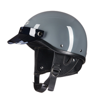 Casque de moto électrique demi-coque avec double visière en plastique renforcé de fibre de verre léger unisexe rétro pour la croisière