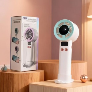 Mini Portable Fan With Digital Display Bladeless USB Rechargeable Desk Handheld Three Speed Adjustable White Green Purple - Product Image 3