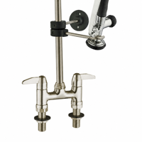 Robinet de cuisine commercial à montage sur plan, en laiton sans plomb, style pont, avec douchette extractible pour pré-évier