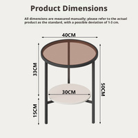 Table d'appoint ronde en métal et verre cannelé, style luxe léger, table basse minimaliste moderne pour petit appartement, salon, canapé