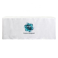 Housse de table classique à dos ouvert en polyester, imperméable, infroissable, durable, imprimée numériquement, avec logo personnalisé, ajustée et tendance