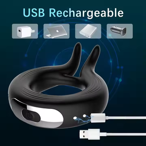 10 modes de vibration oreilles de lapin 1ère génération <span class=keywords><strong>anneau</strong></span> de verrouillage de sperme mâle Rechargeable silicone <span class=keywords><strong>vibrant</strong></span> <span class=keywords><strong>anneau</strong></span> d'essence de verrouillage ouvert - Product Image 5