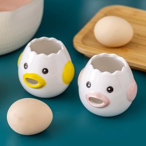 Séparateurs d'œufs en céramique blancs et jaunes, mignons et pratiques, pour la cuisine (vente en gros) - Product Image 3
