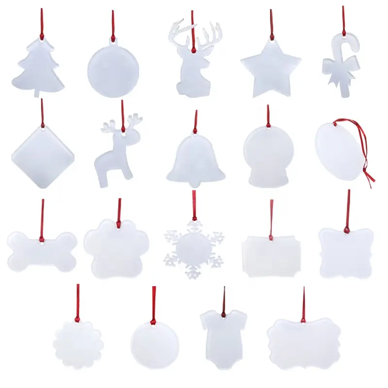 Adornos colgantes con logotipo personalizado para decoración de árbol de Navidad, adornos acrílicos con sublimación, DIY