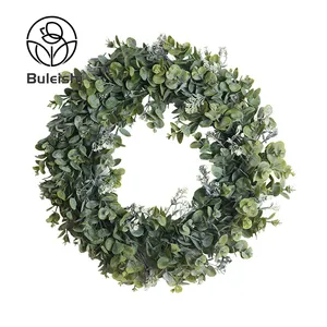 Grinalda decorativa Artificial 18 Polegada Bem-vindo Eucalyptus Front Door Wall Festival Lareira Window Party Decor Wreath