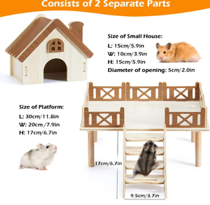 Fabrika toptan çevre dostu katı ahşap üçgen <span class=keywords><strong>Pet</strong></span> House <span class=keywords><strong>Hamster</strong></span> kafes platformu ile küçük ırkları için merdiven - Product Image 2