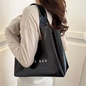 Của phụ nữ mini tím & trắng PVC không thấm nước Vai mua sắm Tote Bag với biểu tượng tùy chỉnh phong cách thời trang - Product Image 4