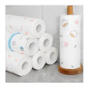 Wood Pulp Thickened Wet And Dry Disposable Rags Roll Kitchen Super Absorbent Non-Woven Lazy Cleaning Cloth Rolls