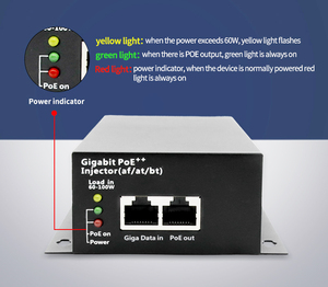 High <b>Power</b> 10/100/1000Mbps Gigabit Ethernet POE Injector 90W Standard IEEE802.3af/at/bt DC52V 2.88A for Network <b>Switches</b> Cameras - Product Image 4