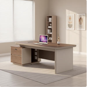 Escritorio de Oficina Moderno con Pedestal de Madera y Gabinete de Almacenamiento para Uso en Oficina en Casa, Diseño Minimalista, Estación de Trabajo Ejecutiva Independiente - Product Image 5
