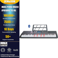 Teclado Electrónico Portátil de 61 Teclas, Piano de Plástico para Principiantes, Alta Calidad, Conexión Inalámbrica con Teléfono, Teclas Iluminadas, Altavoz Integrado
