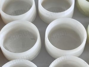 SH石材环保天然白色玛瑙大理石宠物狗碗批发定制标志狗喂食器天然石材装饰 - Product Image 3