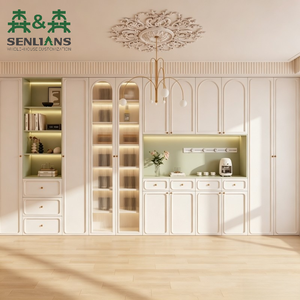 <span class=keywords><strong>Buffet</strong></span> moderne SLS en crème, <span class=keywords><strong>buffet</strong></span> de luxe <span class=keywords><strong>laqué</strong></span> avec portes en verre LED, rangement en bois sur mesure pour villa et appartement - Product Image 2