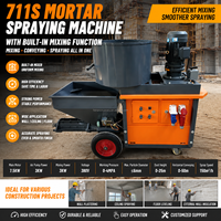 Machine à projeter du mortier électrique 711S avec mélangeur, machine à projeter du mortier automatique pour la construction de plâtres muraux