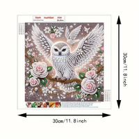 5D Gedeeltelijke Boor Diamant Schilderij Kit 30x30cm Witte Uil Roos Bloem DIY Kristal Strass Diamant Kunst voor Volwassenen Huisdecoratie