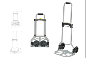 60KGS รถเข็นท่อเหล็กพับได้รถเข็นกระเป๋าล้อลากสำหรับโกดังเก็บของใช้ในบ้าน - Product Image 2